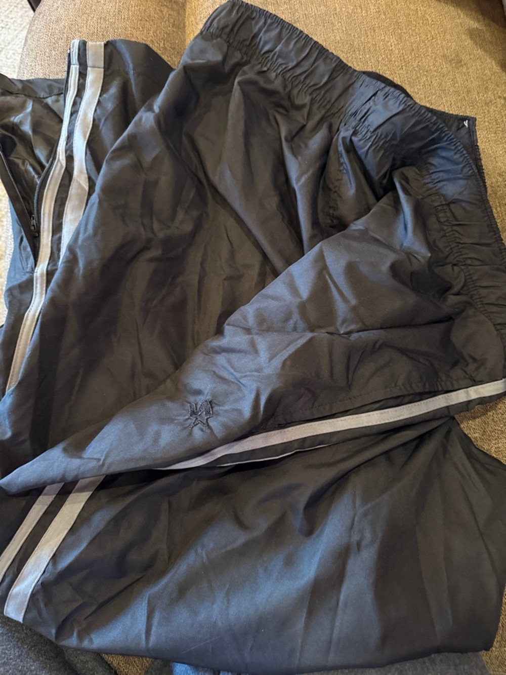 STARTER Men's Black Windbreaker Pants  with Gray Stripes